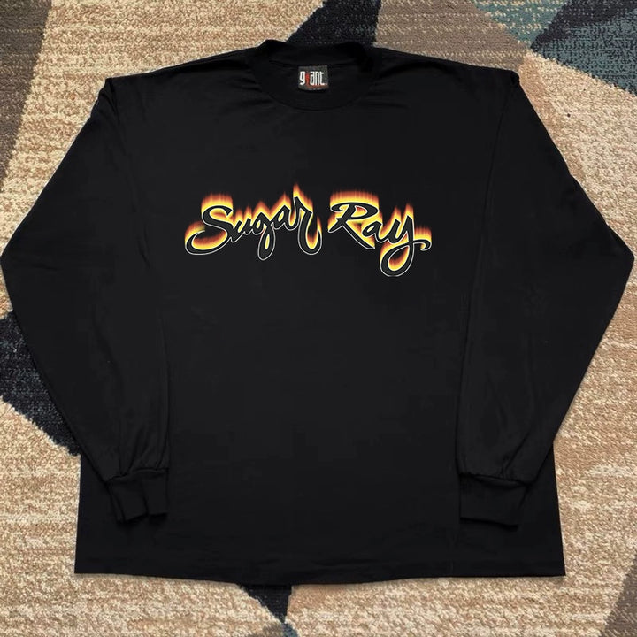 Retro Flame Graphic Long Sleeve T-Shirt