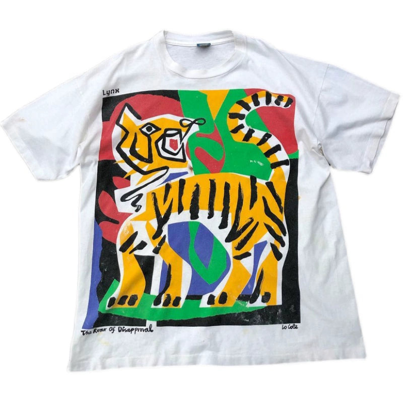 Heavyweight Oversized Hip-Hop T-Shirt with Tiger Design