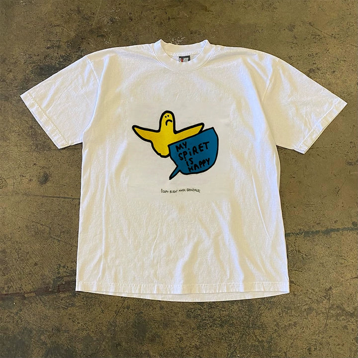 Happy Flying Little Yellow Bird Graphic T-Shirt