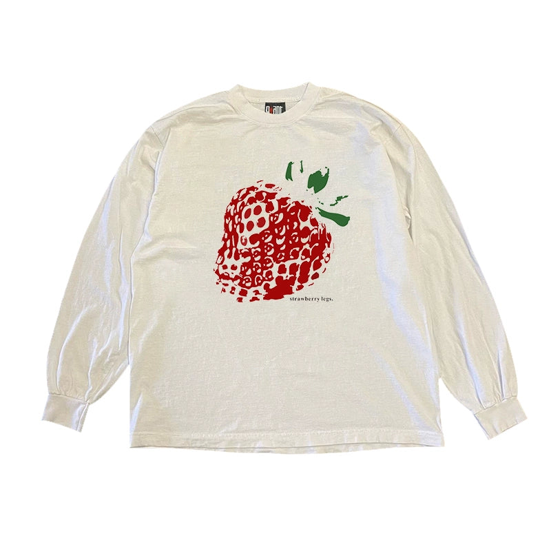 Graffiti Strawberry Vintage American Cotton Long-Sleeved T-Shirt