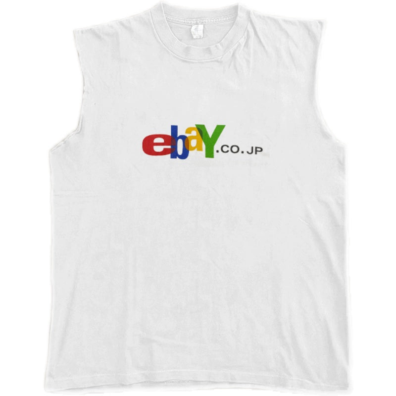 Creative Letter Print White Sleeveless Tee