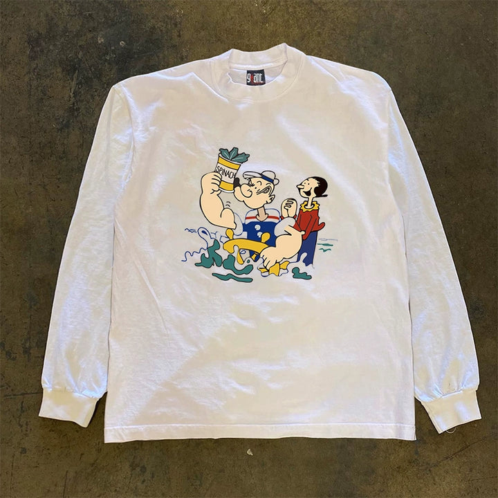 Popeye Hip Hop Inspired Graphic Long Sleeve T-Shirt