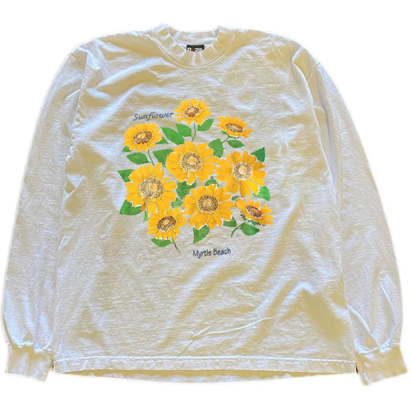 Vintage Sunflower Opaque Long-Sleeved T-Shirt