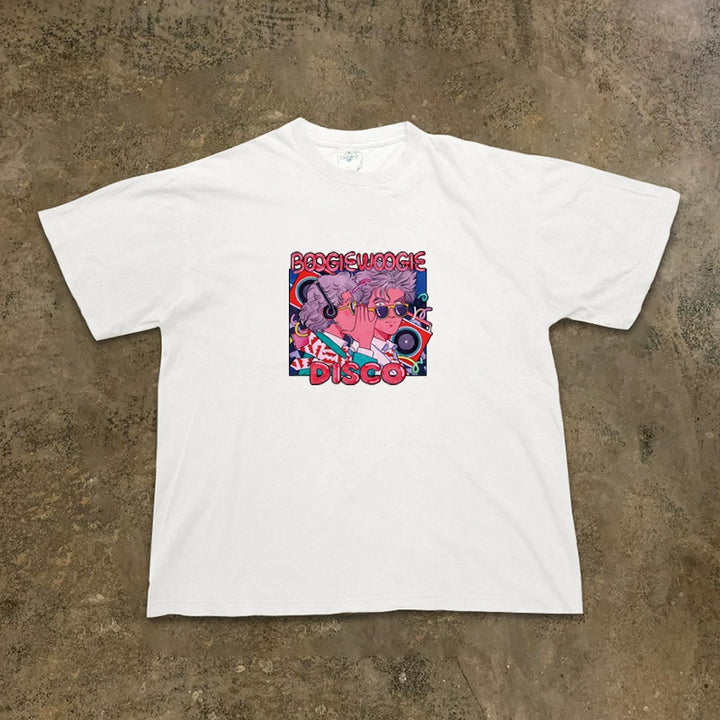 Retro Illustration Graphic T-Shirt in Pure Cotton