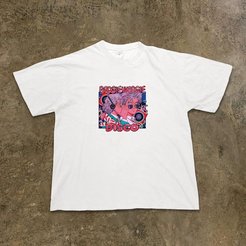 Retro Illustration Graphic T-Shirt in Pure Cotton