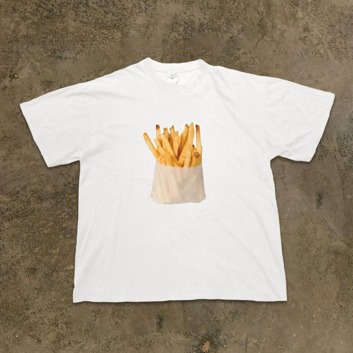 Vintage Realistic French Fries Print T-Shirt