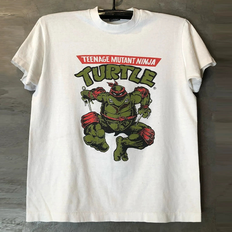 Retro TMNT Cartoon Graphic Off-Shoulder T-Shirt