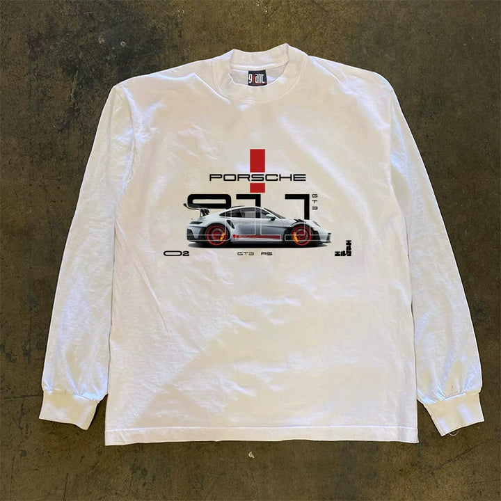 Heavyweight Cotton 911 Sports Car Graphic Long Sleeve Tee