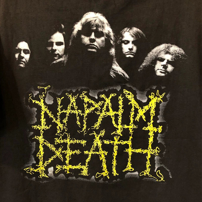 Chic Graphic T-Shirt Featuring Napalm Death and Cumcore Aesthetic