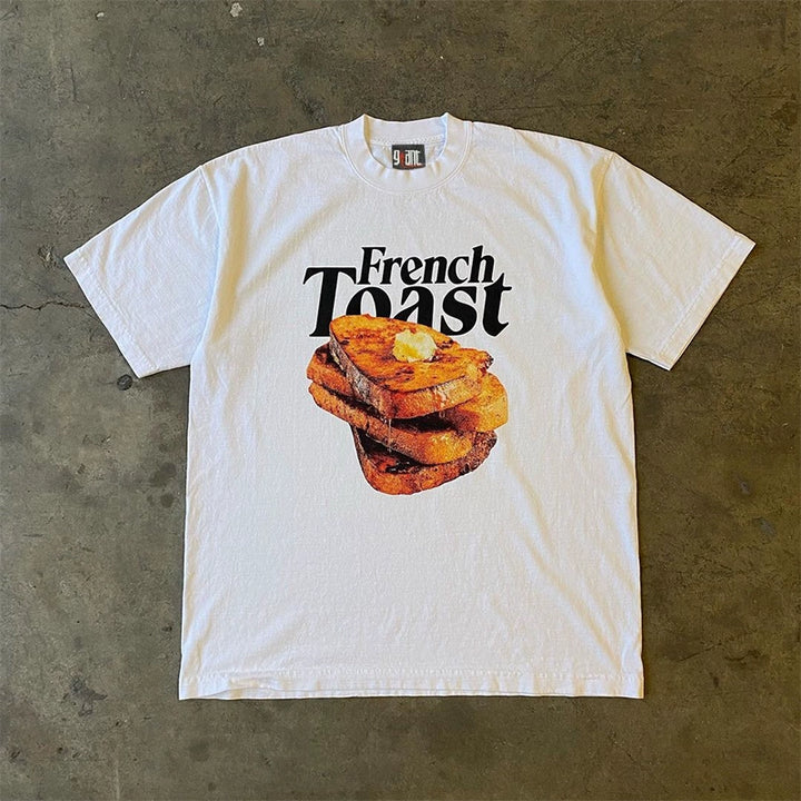 Niche Design Toast Print Short-Sleeved T-Shirt