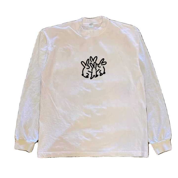 Unique Print White Long Sleeve Tee
