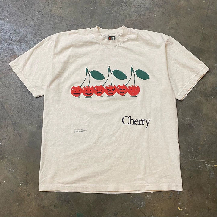 Cherry Monogram Vintage T-Shirt with Emoticons