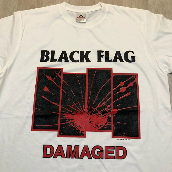 Black Flag Damaged Heavy Cotton Graphic T-Shirt