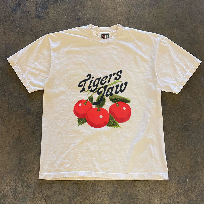 Retro Big Red Fruit Letter T-Shirt