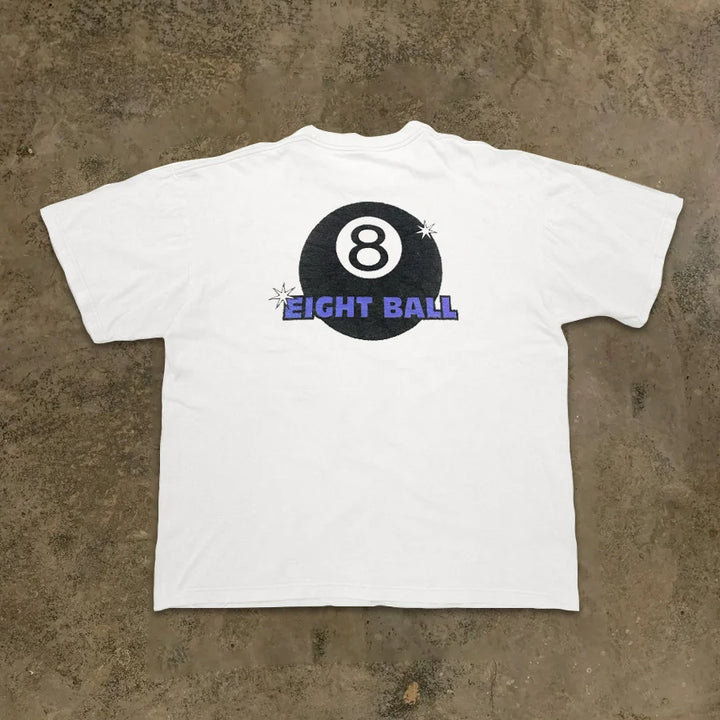 Black 8 Ball Graphic Hip-Hop T-Shirt