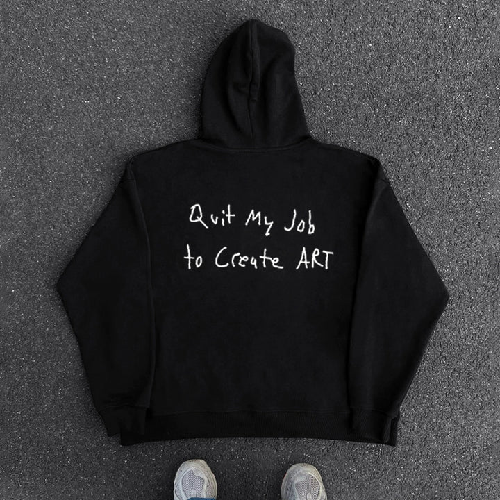 Hand-Painted Letter Print Hooded Sweatshirt