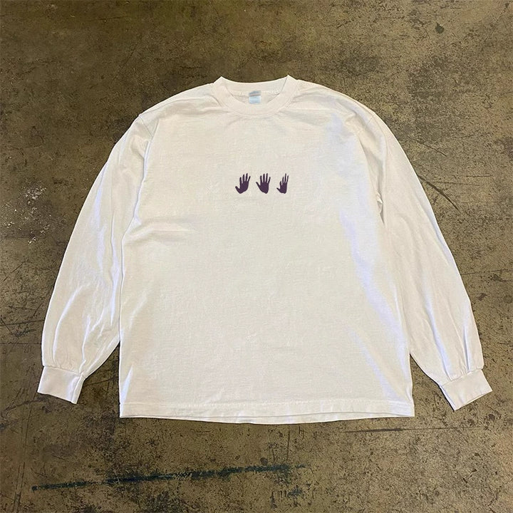 Hip-Hop Palm Graphic Long Sleeve T-Shirt