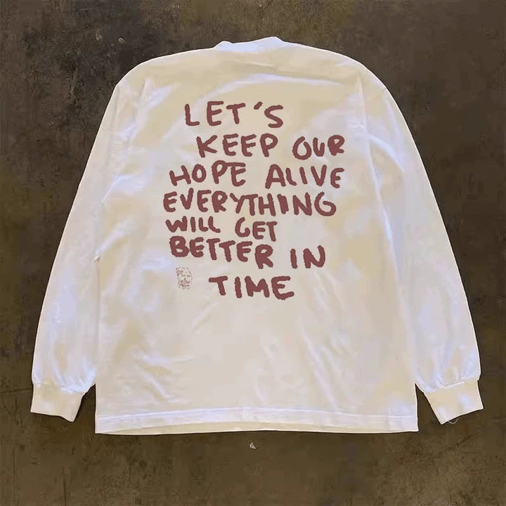 Spring & Autumn American Fashion Long-Sleeved Graphic Tee