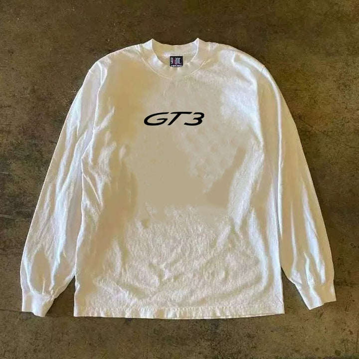 Minimalist GT3 Letter Print Long Sleeve T-Shirt