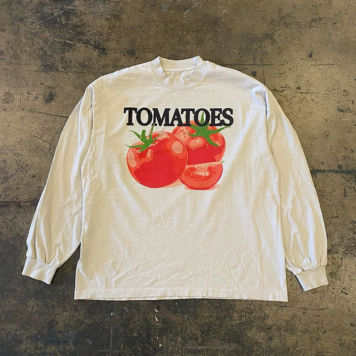 Bold Cotton Tomato Print Long Sleeve Tee