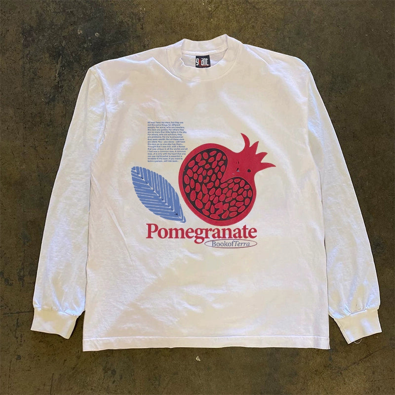 Big Red Pomegranate Heavyweight Impermeable Long-sleeved T-Shirt