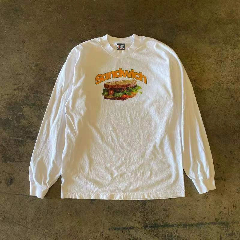 Vintage Inspired Sandwich Graphic Long Sleeve T-Shirt