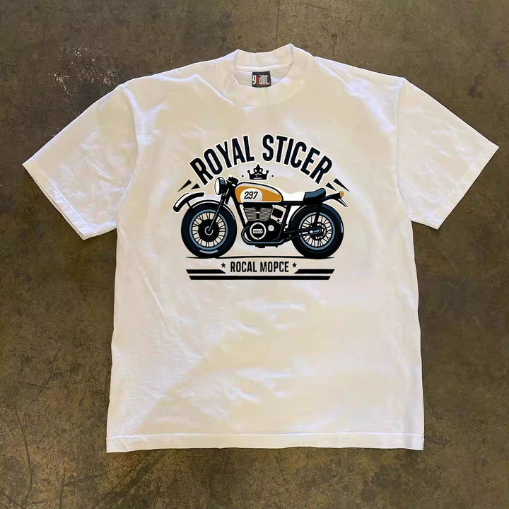 Vintage American Motorcycle Graphic Cotton T-Shirt