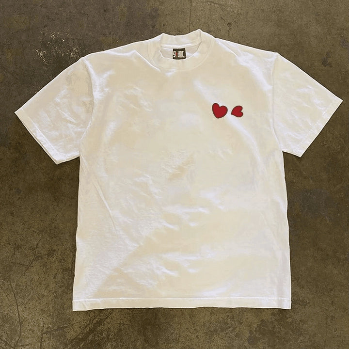 Simple Double Heart Short Sleeve Shirt