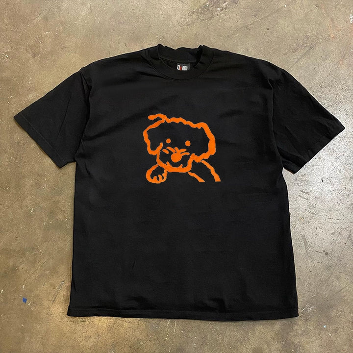 Graffiti-Inspired Puppy T-Shirt with Hong Kong Flair