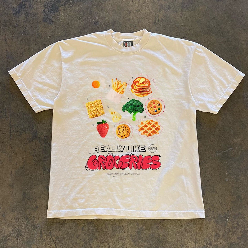 Niche Design Hong Kong Style Food-Inspired Short-Sleeved T-Shirt