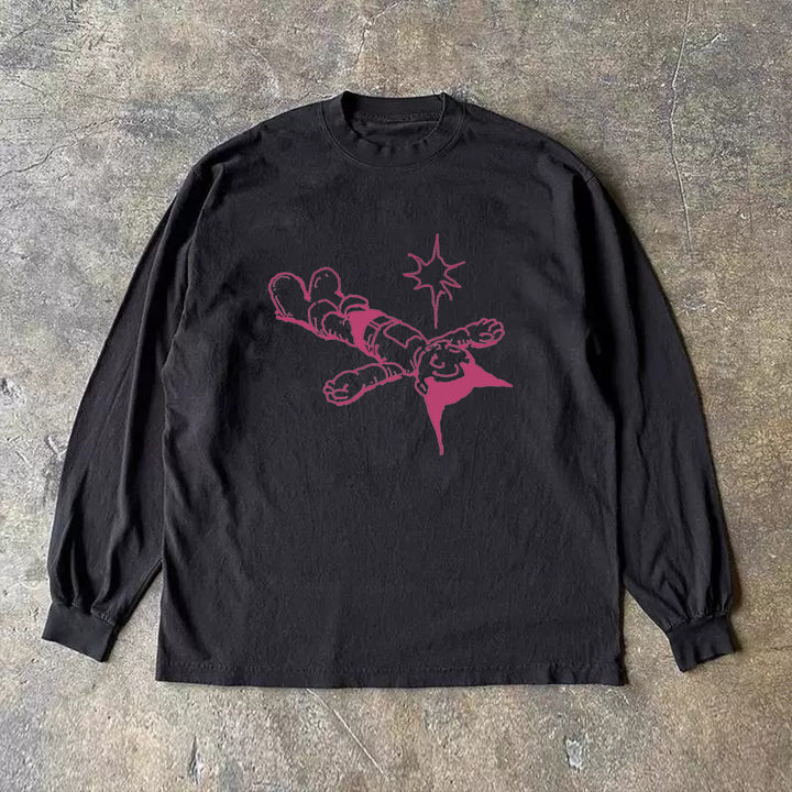 Vintage Cartoon Astro Boy Print Long Sleeve T-Shirt