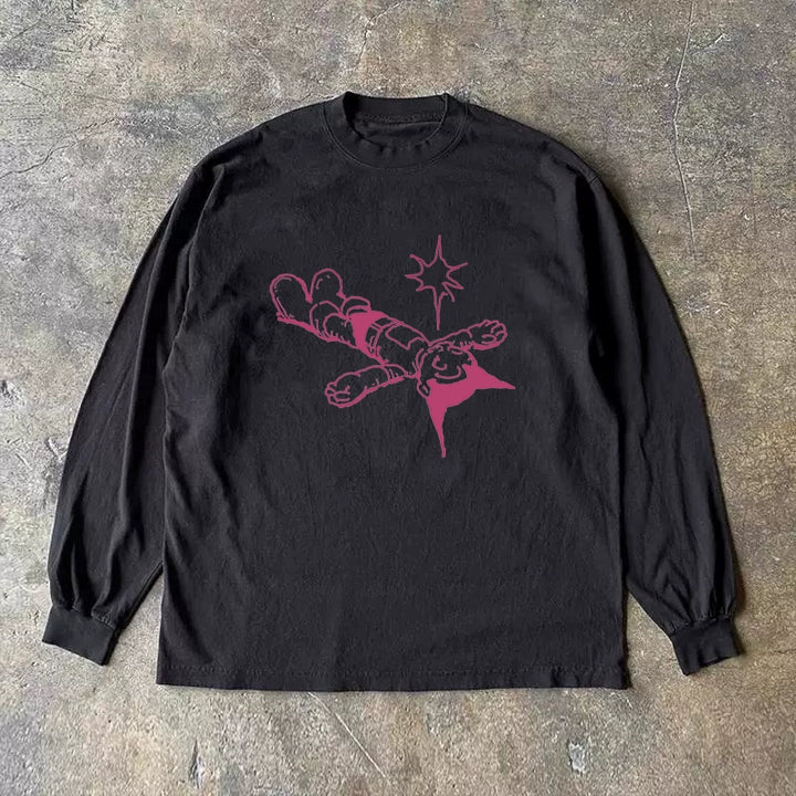 Vintage Cartoon Astro Boy Print Long Sleeve T-Shirt