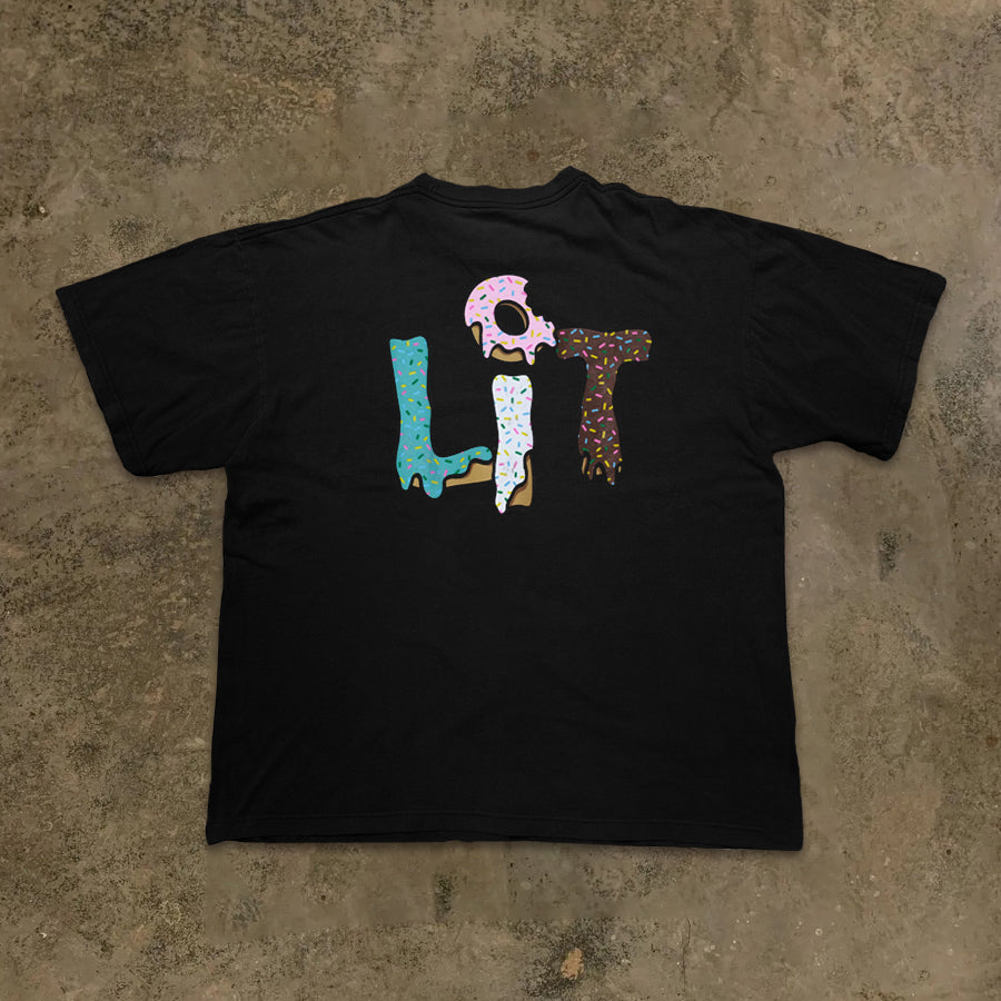 Creative Letter Print Black and White Cotton T-Shirt