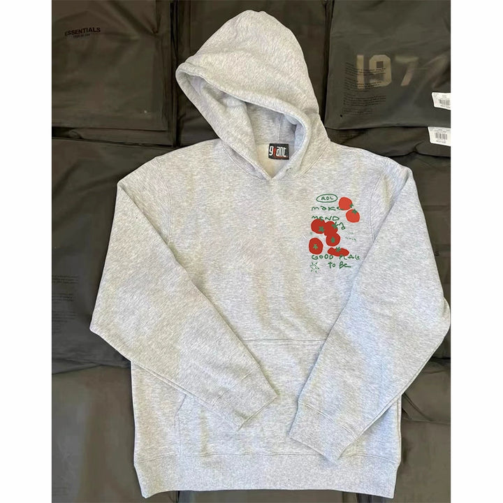 Graffiti Tomato Print Hooded Sweatshirt