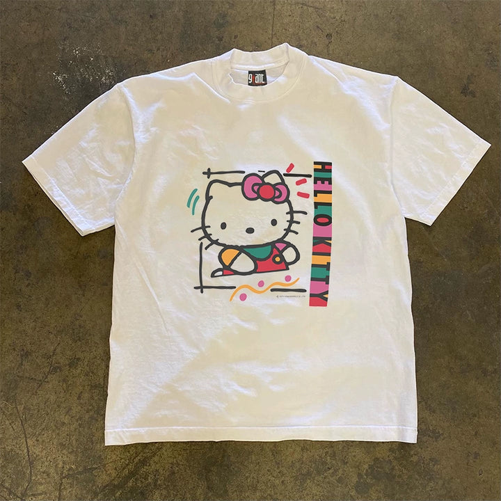 Whimsical Kitten Hong Kong Style Short Sleeve Tee