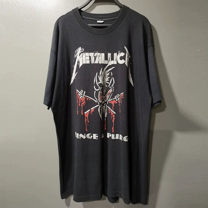 Metallica-Inspired Hip Hop Heavy Cotton T-Shirt with Urban Edge Design