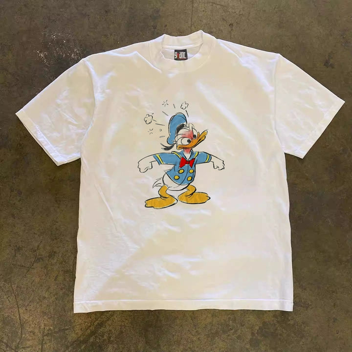 Vintage Disney Duck Print Cotton T-Shirt