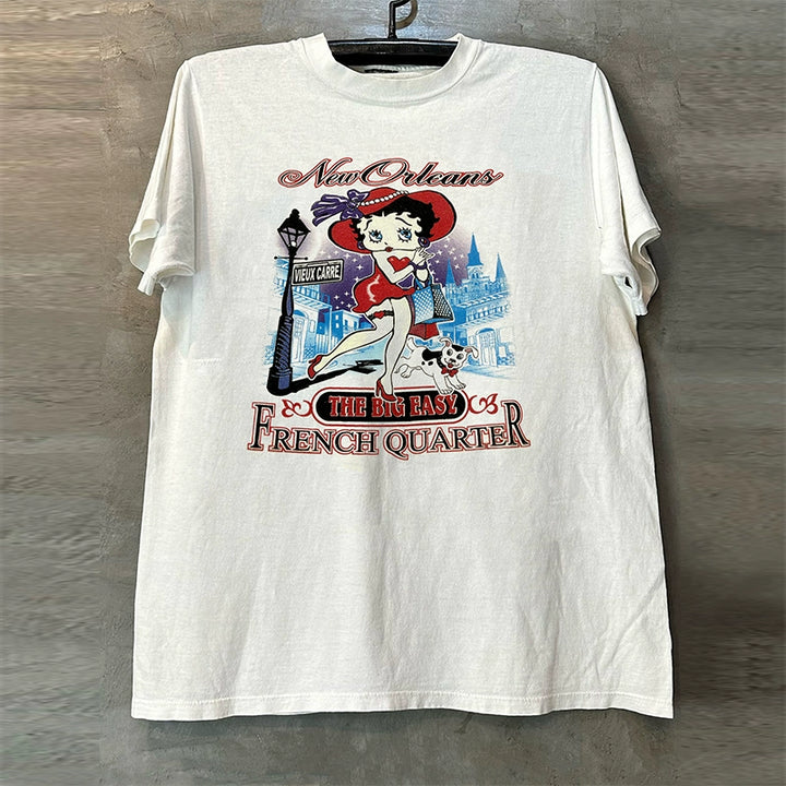 Betty Boop Vintage College Cartoon T-Shirt Design