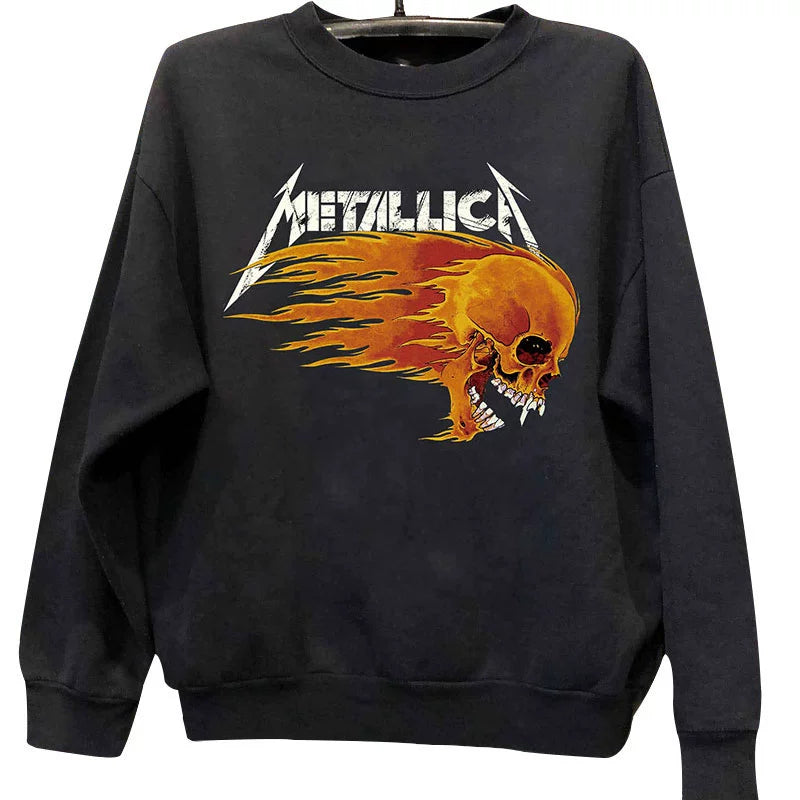 Metallica Vintage Heavy Metal Graphic Long Sleeve Sweatshirt