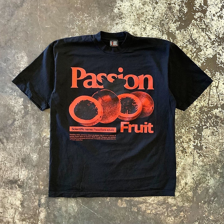 Heavyweight Passion Fruit Design Short Sleeve T-Shirt