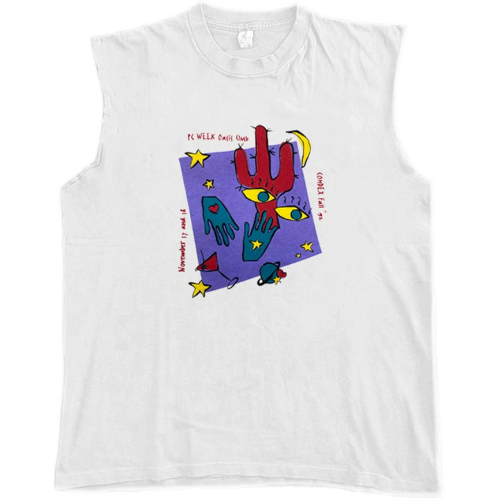 Artistic Cotton Tank Top with Unique Illustration