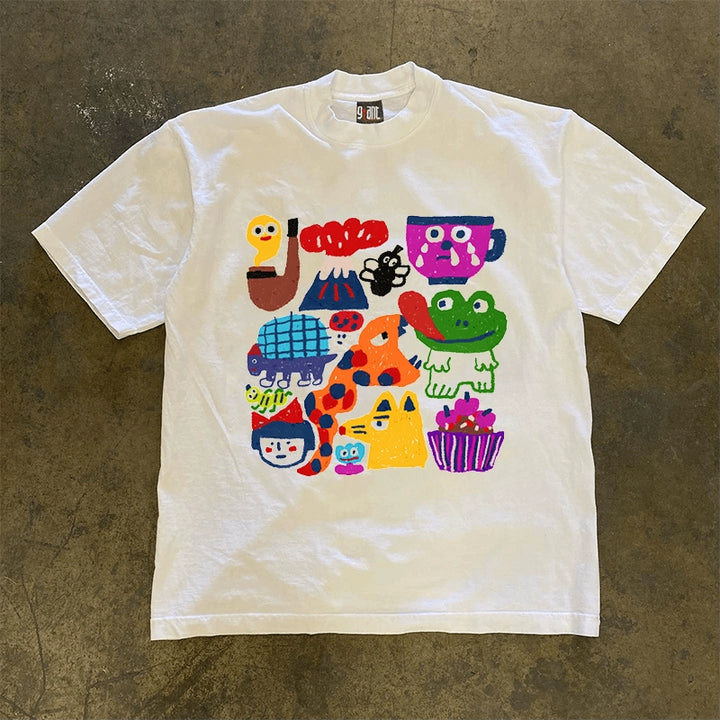 Cartoon-Inspired Heavy Cotton Graphic Tee