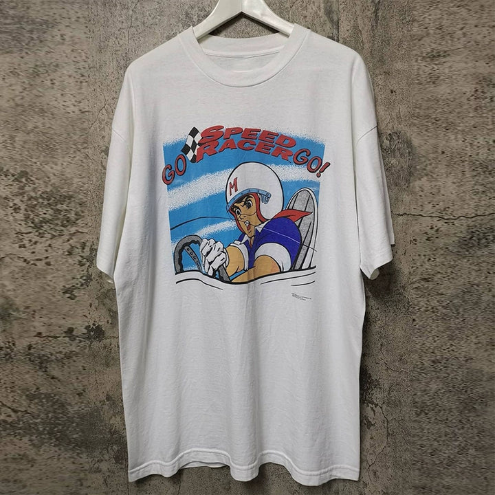 Speed Racer Cartoon Graphic Cotton T-Shirt