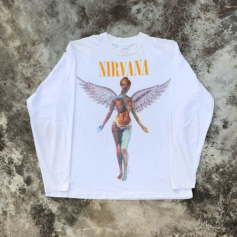 Nirvana Angel Graphic Print Long Sleeve T-Shirt