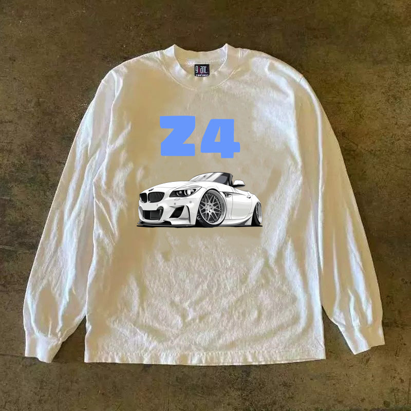 American Street Style BMW Sports Car Graphic Long Sleeve T-Shirt