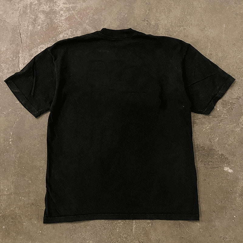 Shadow Print Cotton T-Shirt with Unique Cut Label Design