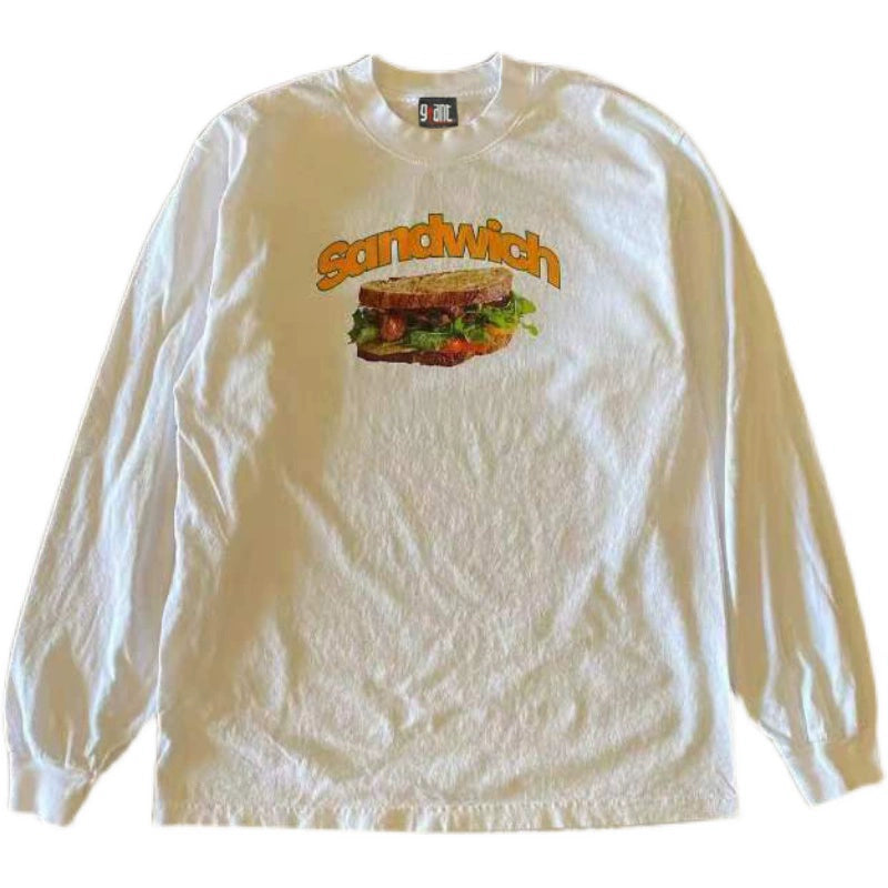 Vintage Inspired Sandwich Graphic Long Sleeve T-Shirt