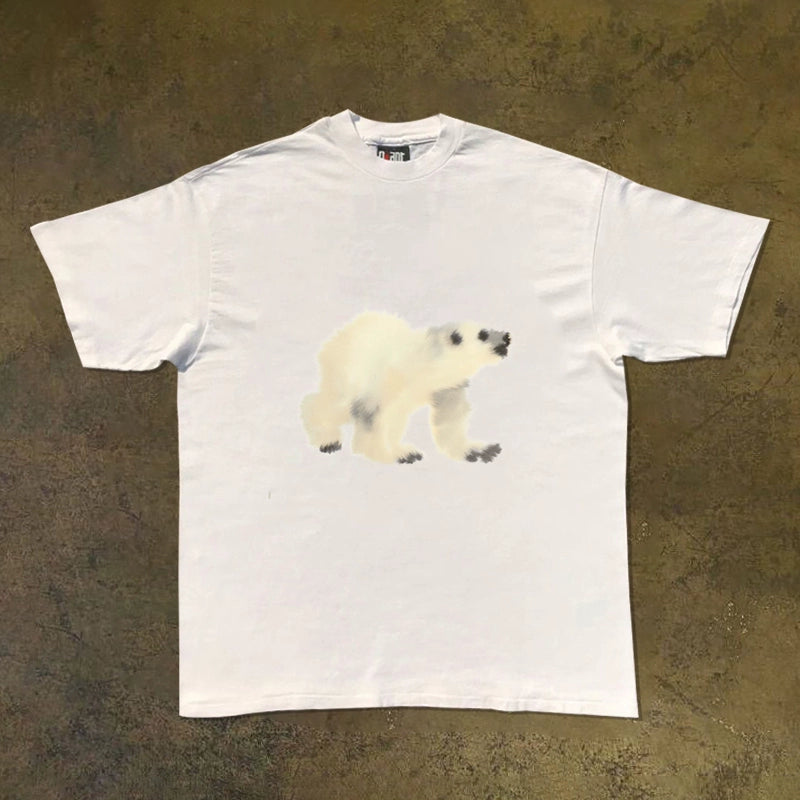 Retro Polar Bear Graphic Short Sleeve T-Shirt