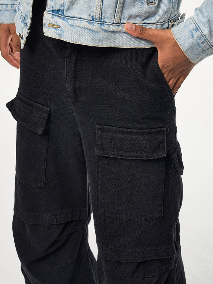 Urban Parisian Style Multi-Pocket Vintage Wash Cargo Pants