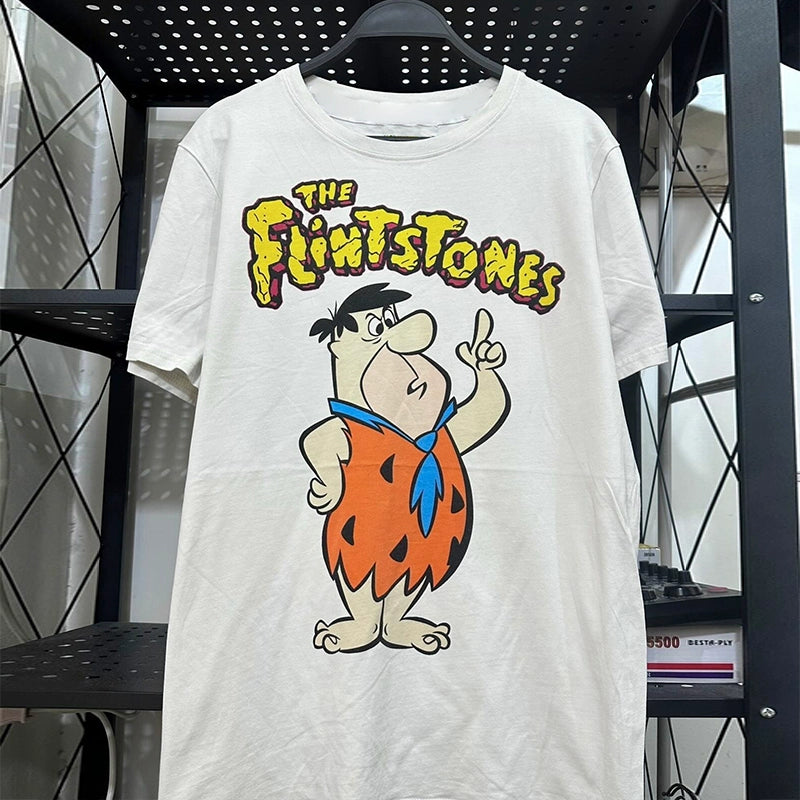 Flintstones Retro Cartoon Graphic Short Sleeve T-Shirt